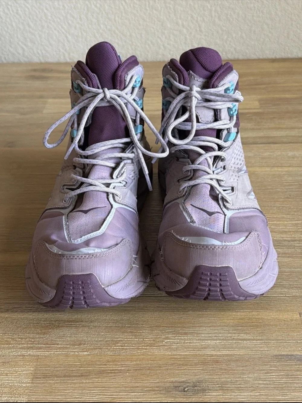 Hoka Lavender and Deep Purple High-Top Trail Sneakers